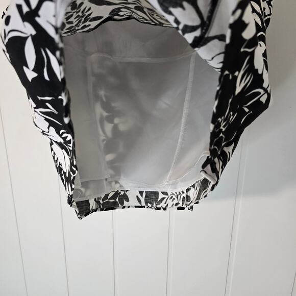 Ann Taylor Floral Linen Top Sleeveless Lined Sweetheart Neck Size 16 - Picture 8 of 11